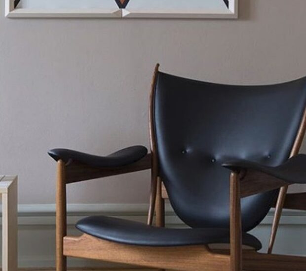 Dark leather and wood chair